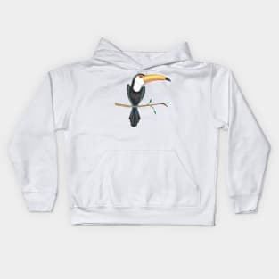 Watercolor tropical toucan design Kids Hoodie